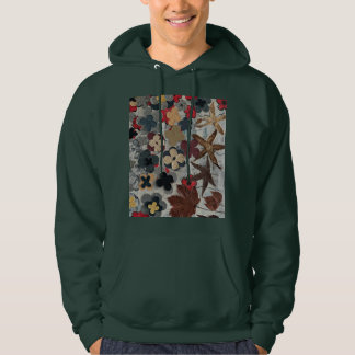 Blommig konsttryck Teal Hoodie