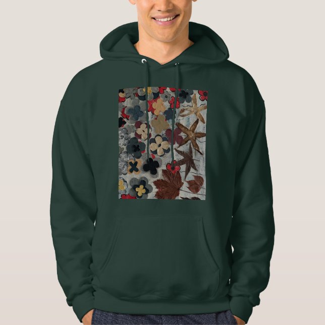 Blommig konsttryck Teal Hoodie  (Framsida)
