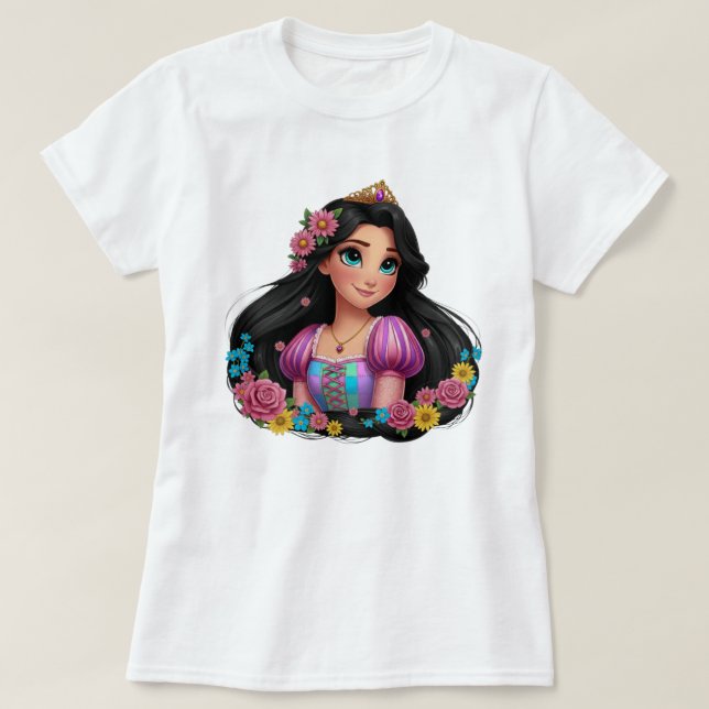 🖤🌸 Blommig korp Rapunzel Dam T-Shirt (Design framsida)