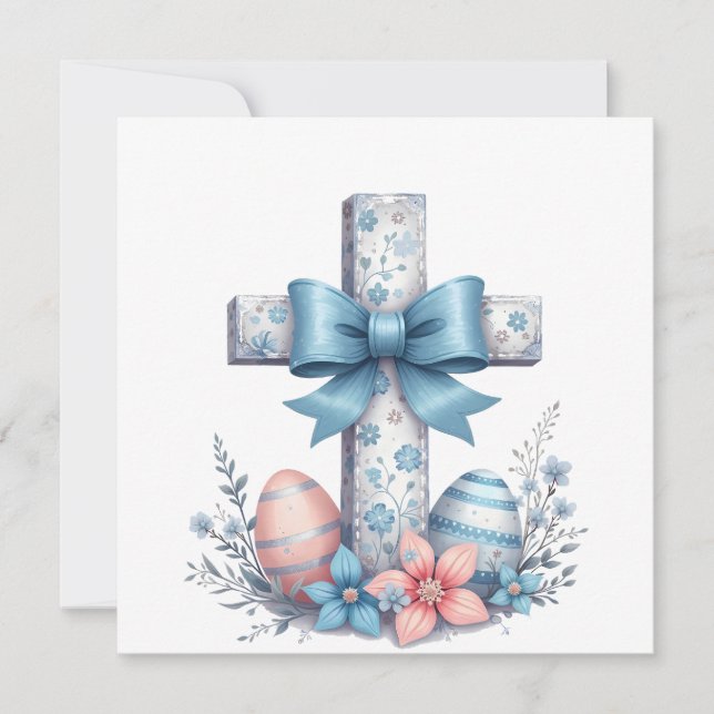 Blommig kors Coquette Jesus Bow Kristet tro Julkort (Framsida)