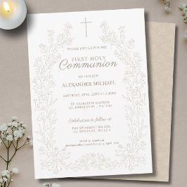 Blommig kors första heliga kommunion religiös inbjudningar