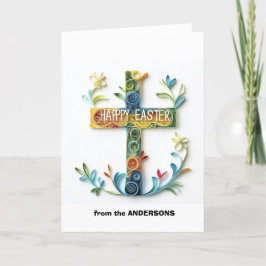Blommig kors i glad påsk helgkort