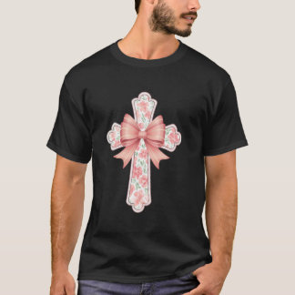 Blommig kors med slinga kristen tro påsk våren t shirt