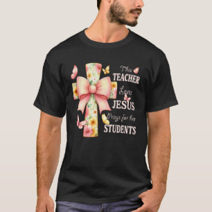 Blommig kors och fjärilsdesign för kristen te t shirt