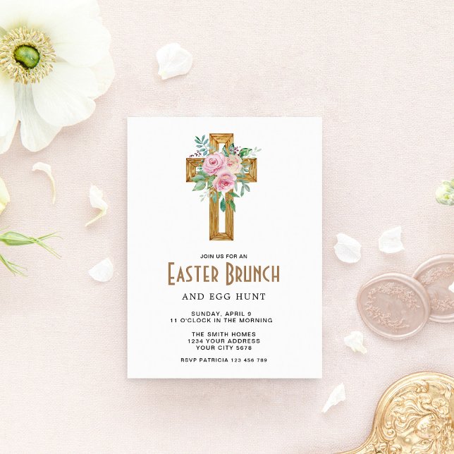 Blommig Kors Påskbrunch Inbjudan (Skapare uppladdad)