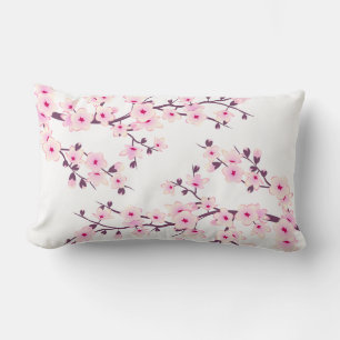 Blommig körsbärsblom (Sakura) rosa Lumbarkudde