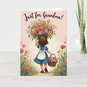 Blommig Kort Bara För Mormor