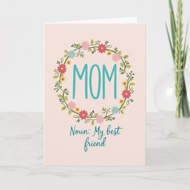 Blommig kort till mammas bästa väninna (Framsida)