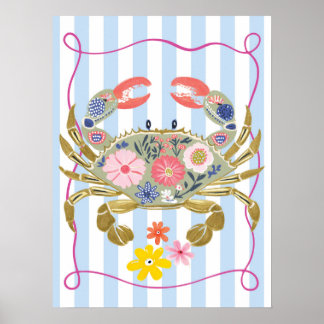 blommig krabba funky hav väggkonstaffisch poster