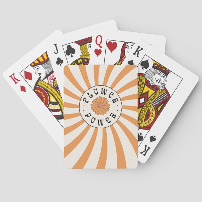 Blommig kraft med psykedeliska orange strålar casinokort (Baksidan)