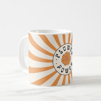 Blommig kraft med psykedeliska orange strålar kaffemugg