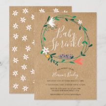 Blommig Krans Baby Sprinkle Rustik Kraft Boho