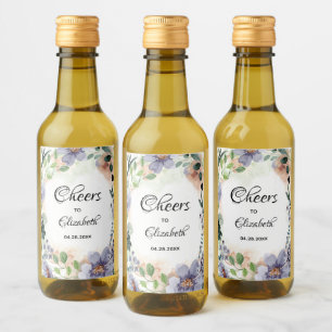 Blommig Krans Bröllopsfest Mini Vinetikett