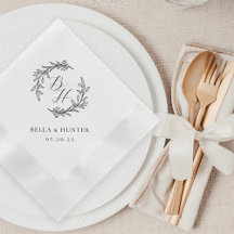 Blommig krans bröllopsinitial monogram papper