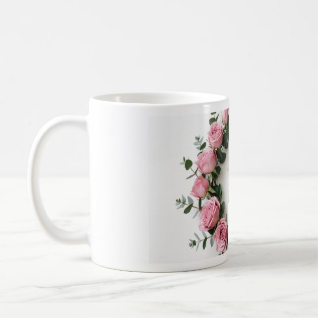 Blommig krans Guld folie dekal set | Rosenskär R Kaffemugg (Vänster)
