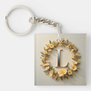 Blommig krans Gylden Bokstav L Elegant Monogram ✨