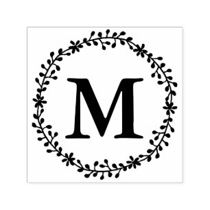 Blommig Krans Monogram Stämpel