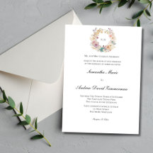 Blommig Krans Monogram Traditionell Formell Bröllo
