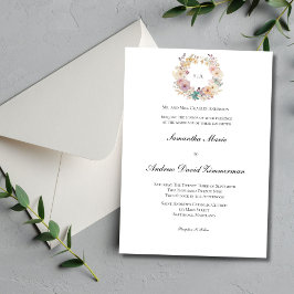 Blommig Krans Monogram Traditionell Formell Bröllo Inbjudningar