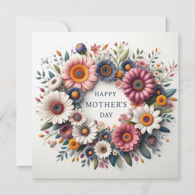 Blommig Krans Mors Dag Julkort (Framsida)