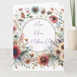 Blommig krans Mors dag meddelande. Kort