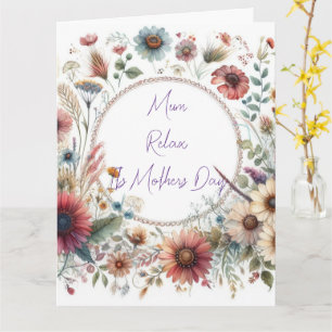 Blommig krans Mors dag meddelande. Kort