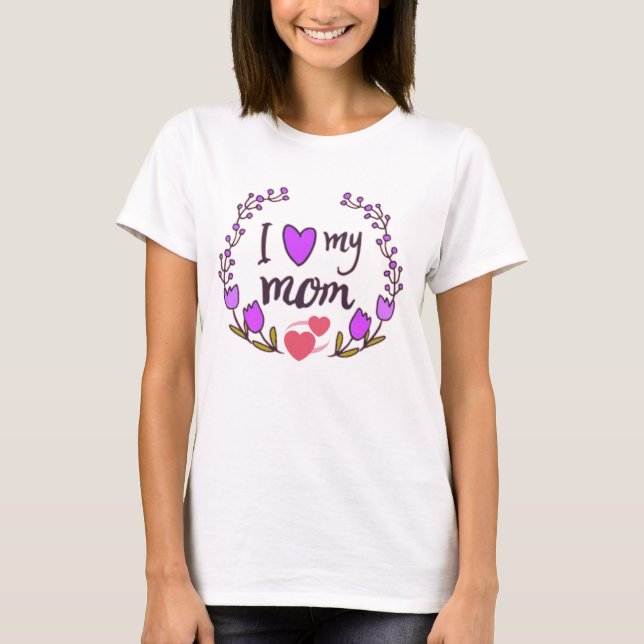 Blommig krans Morsdagsgrafik T Shirt (Framsida)