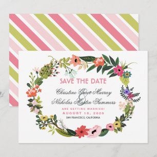 Blommig Krans Save the Date-inbjudan Inbjudningar