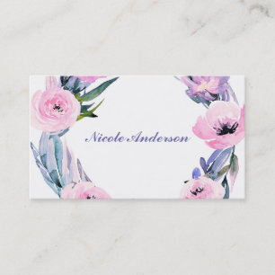 Blommig krans Vattenfärg Eleganta Chic Blommor Visitkort