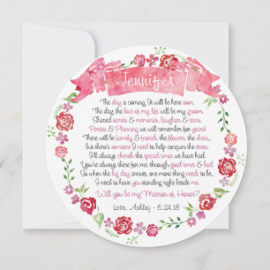 Blommig krans Vill du vara min Matron of Honor-kor Inbjudningar