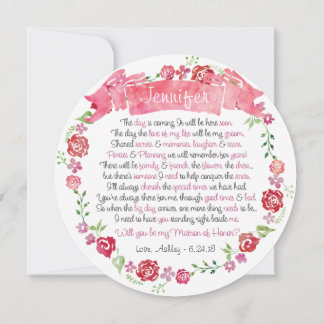 Blommig krans Vill du vara min Matron of Honor-kor Inbjudningar