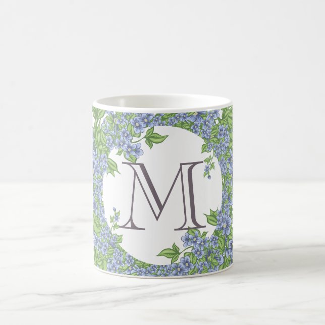 Blommig kransmonogram kaffemugg (Center)
