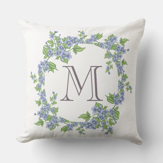Blommig kransmonogram kudde (Framsida)