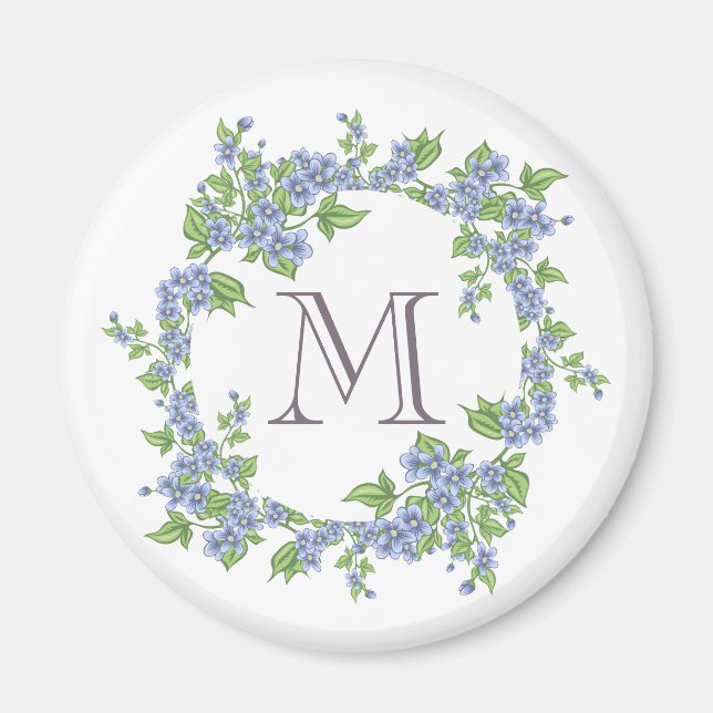 Blommig kransmonogram magnet (Framsidan)