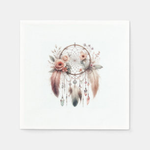 Blommig kristallfjäderdrömmfångare Boho Sweet 16 Pappersservett