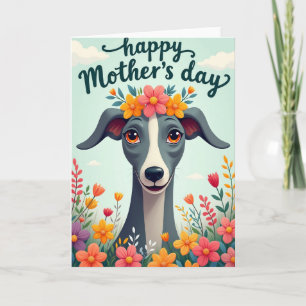 Blommig Kron Hund Konst Kort