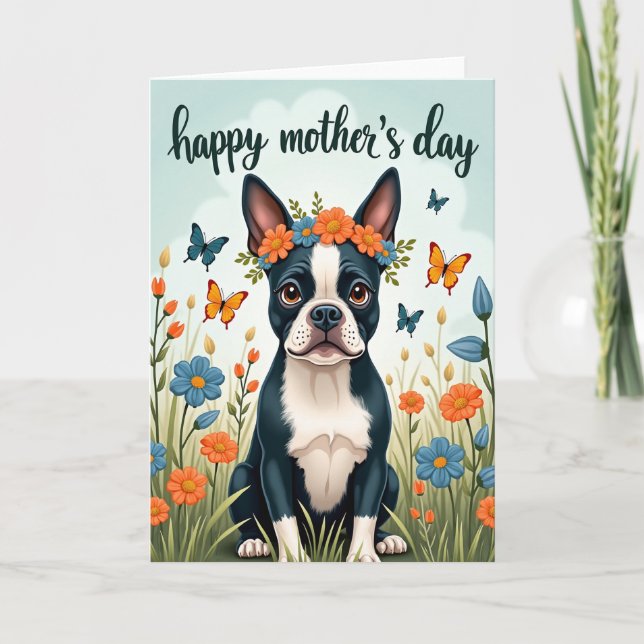 Blommig Kron Hund Kort (Framsida)