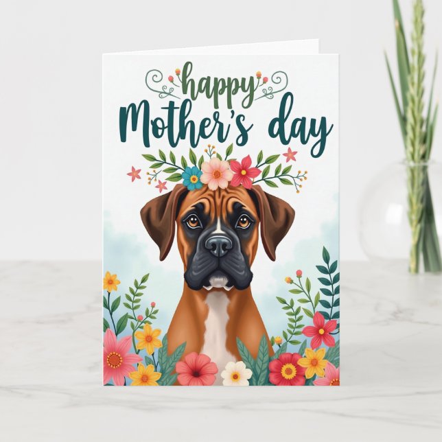 Blommig Kron Hund Mönsterkort Kort (Framsida)