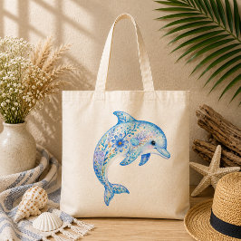 Blommig krukkonst delfin tygkasse