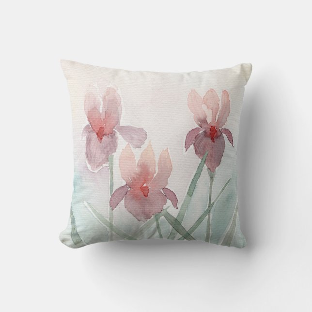 Blommig kudde akvarell iris (Framsida)