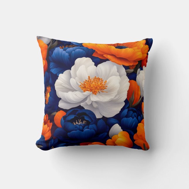 Blommig Kuddthrower Kudde (Framsida)