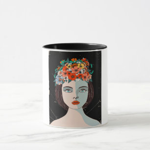 Blommig kvinna mugg