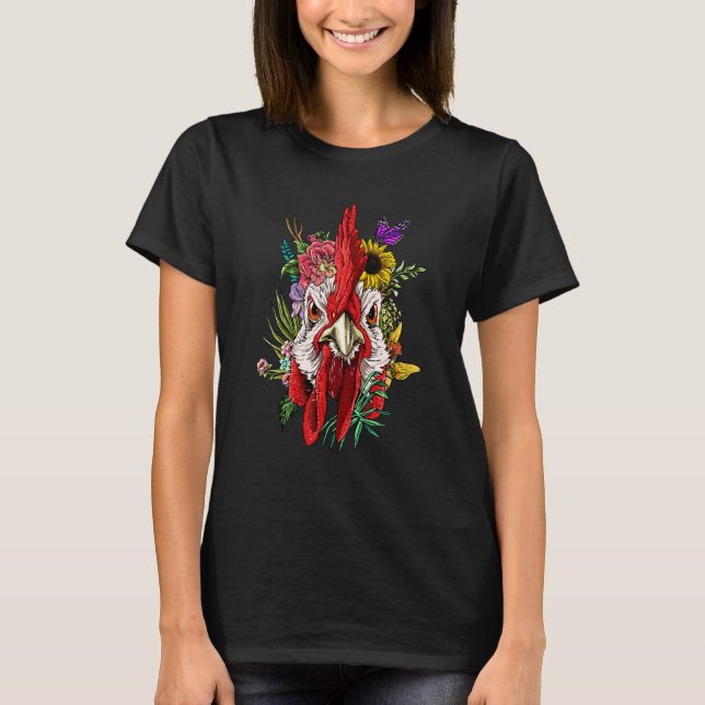 Blommig Kyckling Trädgårds Botanisk Växt  Kyckling T Shirt (Framsida)