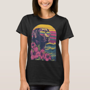 Blommig Labrador Surfar Hibiskus Blommor Sommar T Shirt