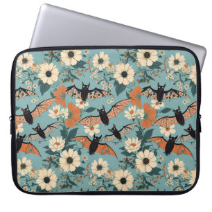 Blommig lapptäcke Halloween-fladdermöss & blommor Laptop Fodral
