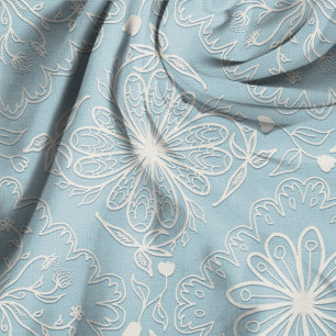 Blommig lapptäcke Vintage Blå Illustrerad Mönster Tyg