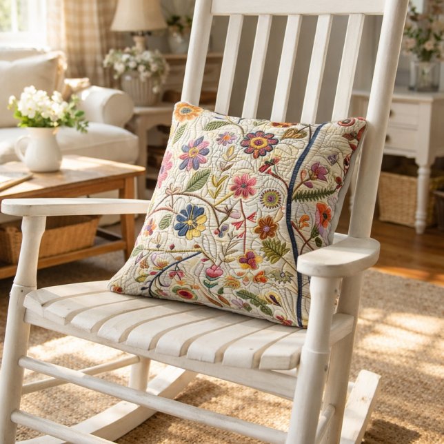Blommig lapptäcksdesign kudde (Skapare uppladdad)