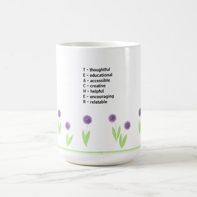 Blommig lärare Akrostisk design Kaffemugg (Center)