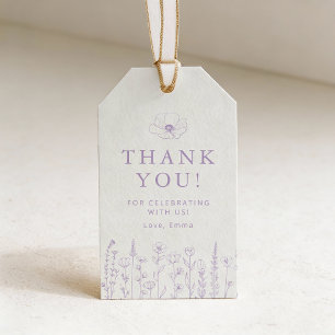 Blommig Lavendel Bebis Shower Tack Förärande Prese Presentetikett