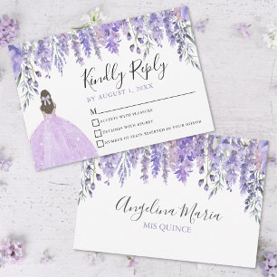 Blommig Lavendel Lila Quinceanera RSVP-kort OSA Kort